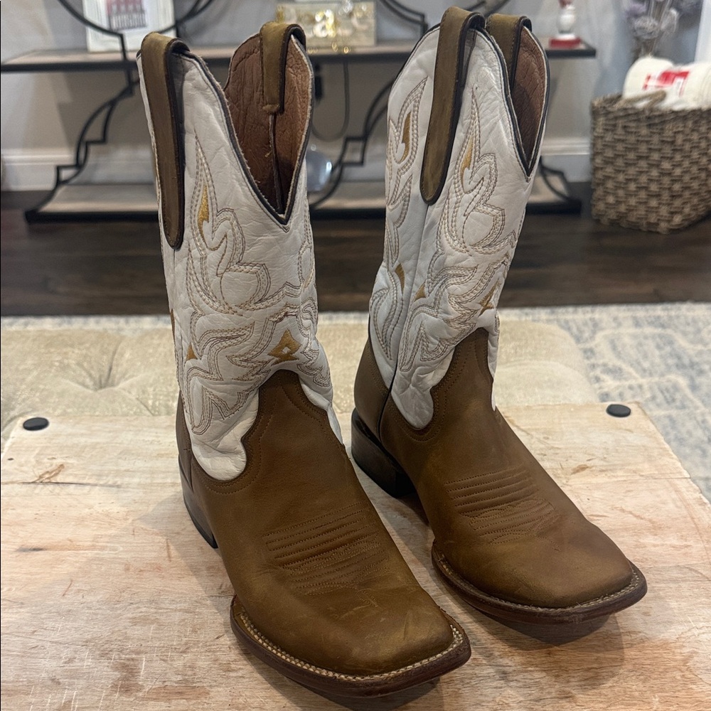 Tanner Mark‎ Men’s 7.5 Brown and White Cowboy Boots